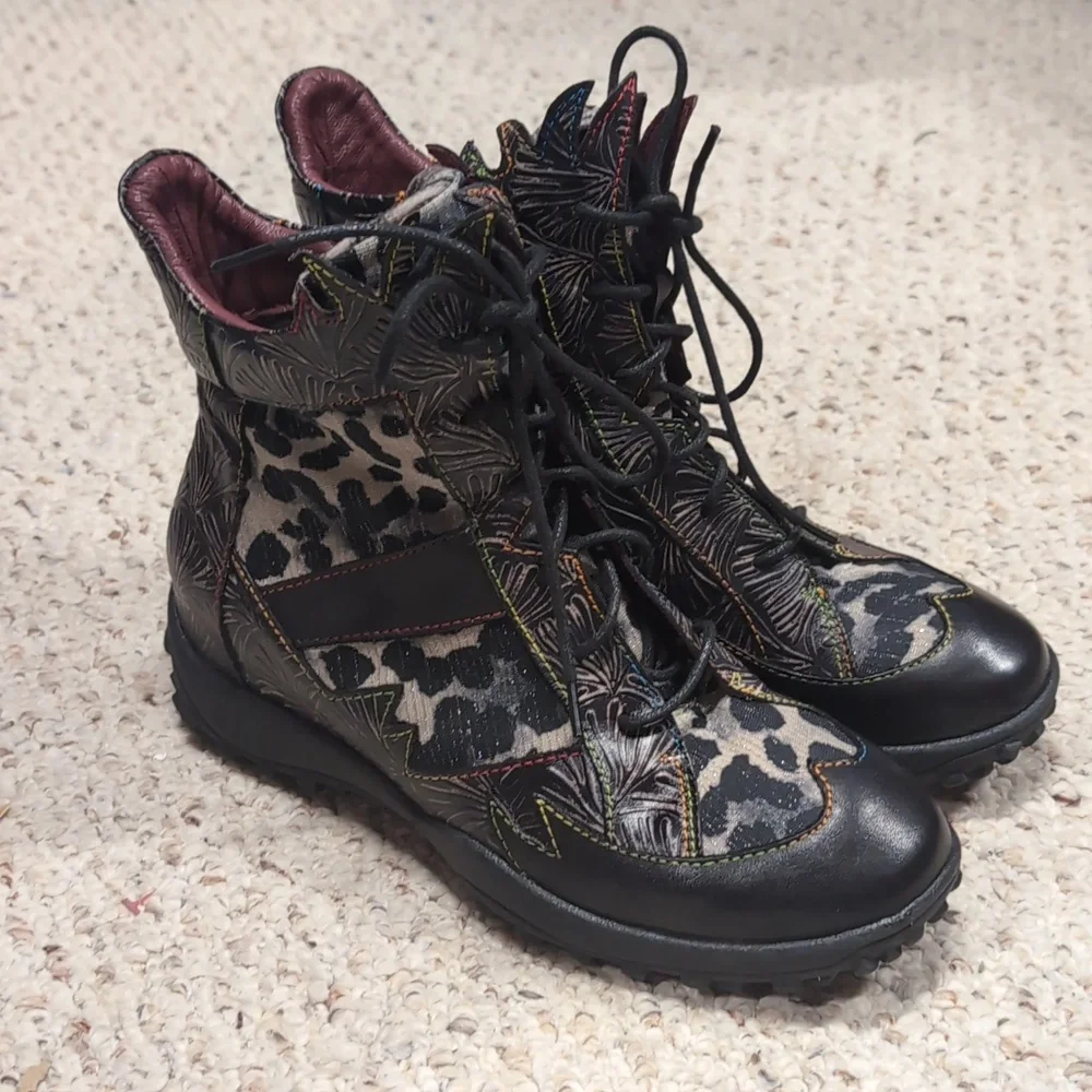 L'Artiste Boots Size 36 2005 Black Colorful - Picture 1 of 9